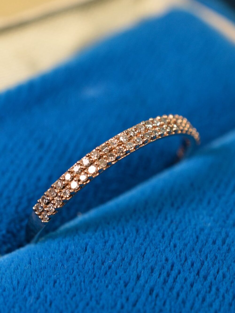 10k Rose Gold Semi-Eternity Wedding Ring - Size 7